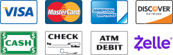 We Accept Visa, MasterCard, American Express, Discover, BitCoin, LiteCoin, Cash, Checks, Precious Metals