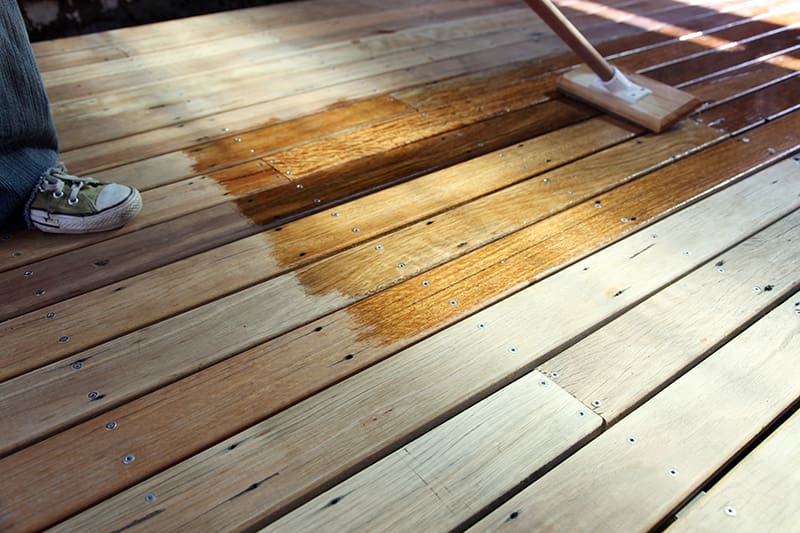 Oiling-a-wood-deck Staining a wooden deck
